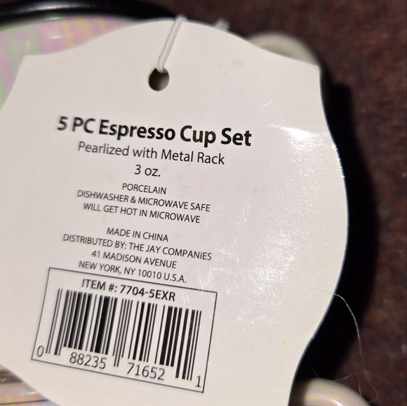 New American Atelier Ceramic Mini 3oz Espresso Cups Set of 4 with Metal Stand - Picture 3 of 3